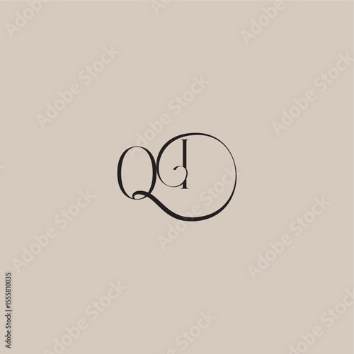 monogram wedding logo elegant and luxury style OI dinamyc curvy initial concept letter