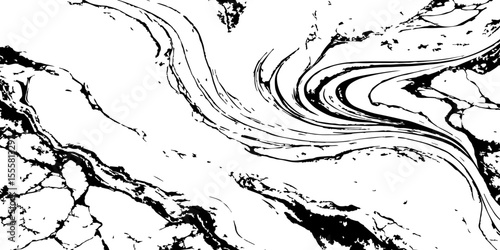 "A stark black and white abstract image featuring swirling, fluid, and organic shapes, reminiscent of marbled ink spreading in water, with distinct eddies and tendrils."