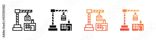 Prefabrication Multiple Style Icon Set Vector 