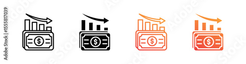 Depreciation Multiple Style Icon Set Vector 