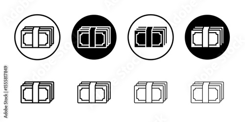 Cash icon set thin flat simple illustration symbol