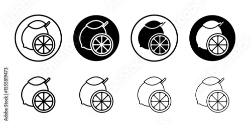 Lemon icon set thin flat simple illustration symbol