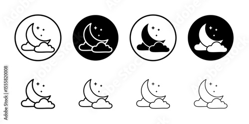 Moon Icon thin flat simple illustration symbol