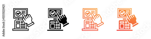 Self Service Multiple Style Icon Set Vector 