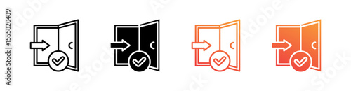 Check In Multiple Style Icon Set Vector 