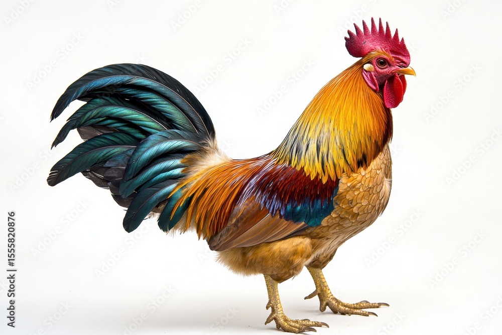Colorful Rooster on White Background Colorful Rooster on White Background