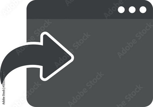 Web Forward Icon: Browser Window with Navigation Arrow