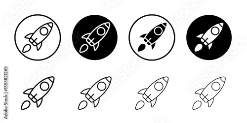 Rocket icon thin flat simple illustration symbol