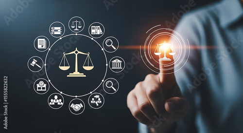 Justice scales digital interface legal court