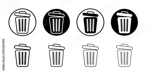 Trash icon thin flat simple illustration symbol