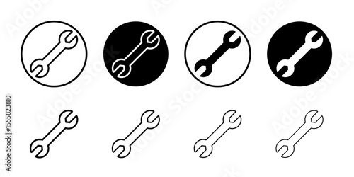 Wrench icon set thin flat simple illustration symbol