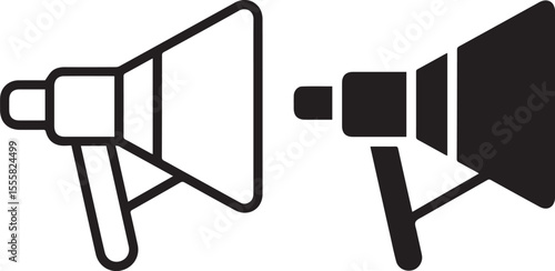 , speaker, announcement megaphone flat icons, minimal, vector graphic, bullhorn, amplifier, sound, audio