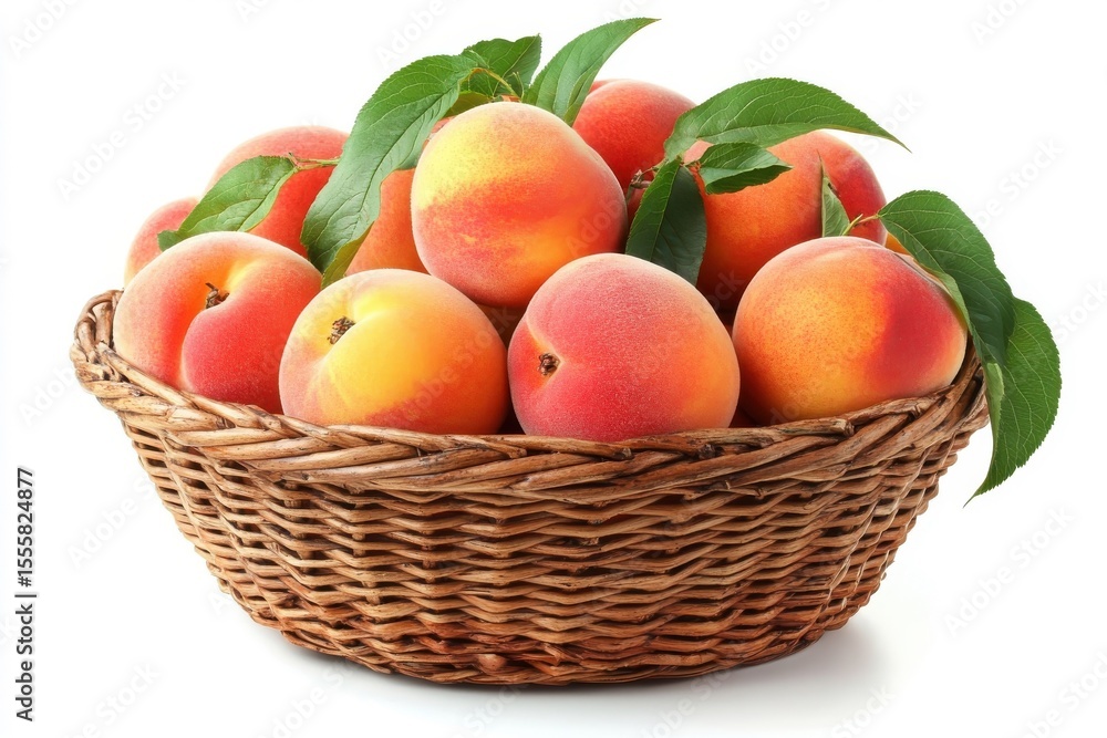 Basket of peaches isolated on a white background. Basket of peaches isolated on a white background.