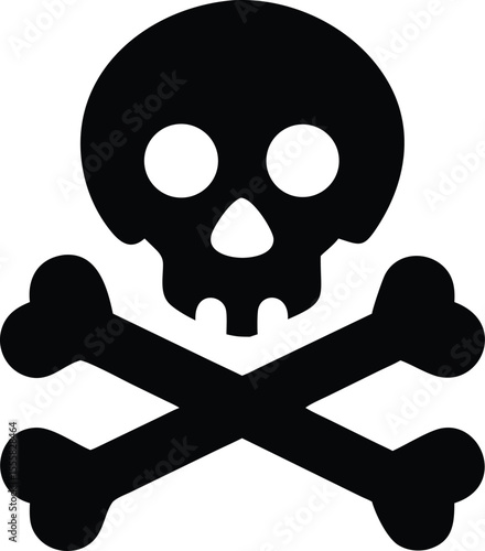 skull and crossbones icon black silhouette front side view vector simple flat graphic illustration t-shirt object on a transparent background isolated.