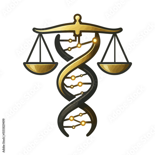DNA helix with justice scale integration