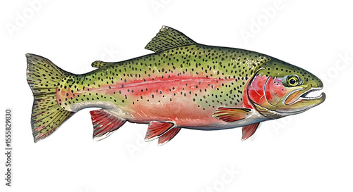 Vibrant Watercolor Rainbow Trout Illustration watercolor png, transparent isolated nackground