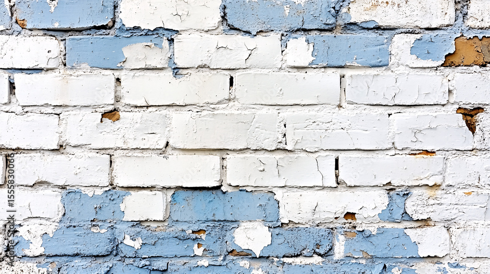 Weathered white and blue brick wall art texture urban setting photography close-up abstract concept Weathered white and blue brick wall art texture urban setting photography close-up abstract concept