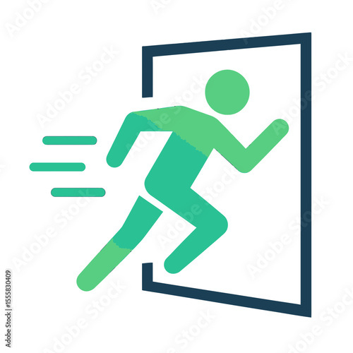 Emergency Exit - Running figure through door outline