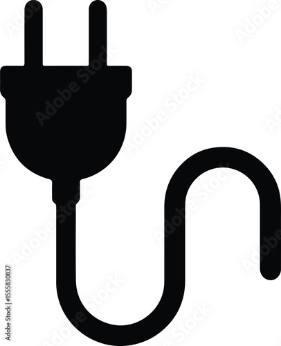 Silhouette electrical plug simple black icon Vector illustration