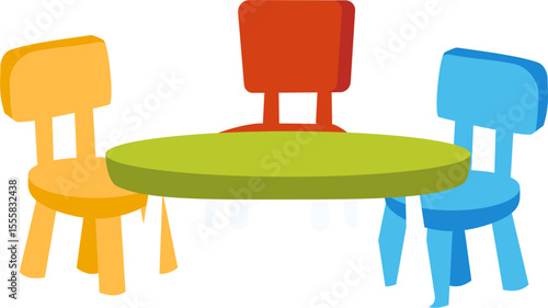 Colourful set of tanle  and chairs