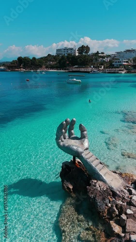 Aerial view of Ksamil Beach in Albania