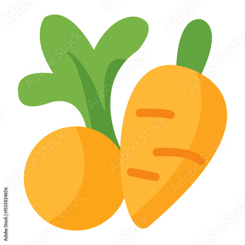 Fresh Carrot and Radish Icon for Healthy Vegetables