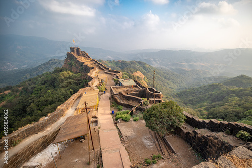 Pratapgad fort situated in Sahyadri mountain range in Mahabaleshwar, Maharashtra, India