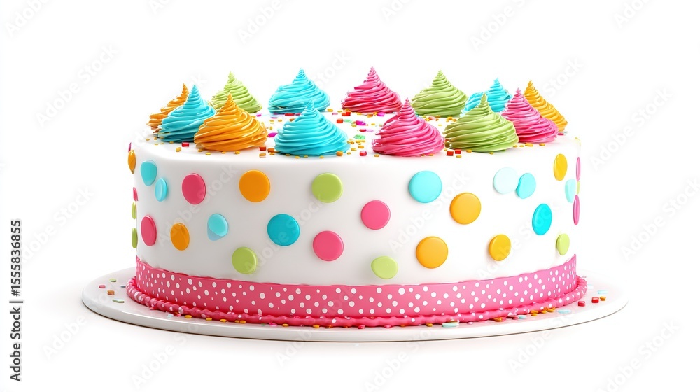 3D birthday cake with vibrant decorations, celebrating joy and creativity in a minimalist style 3D birthday cake with vibrant decorations, celebrating joy and creativity in a minimalist style