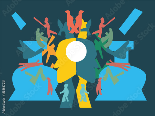 Art celebrating the International Day Against Drug Abuse and Illicit Trafficking on June 26, featuring global symbols, anti-drug messages, bold colors, and diverse people uniting 3