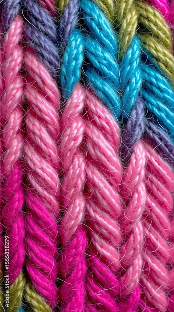 Extreme Close-Up of Colorful Knitted Wool Texture Extreme Close-Up of Colorful Knitted Wool Texture