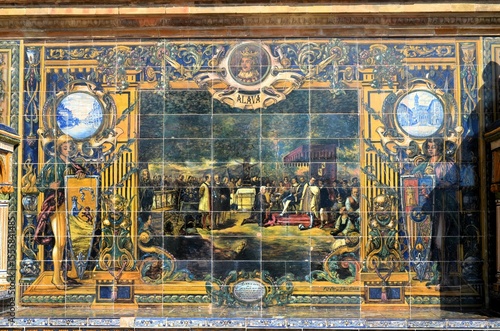 ile painting, Spanish Square (Plaza de Espana), Seville, Andalusia, Spain