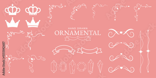 Elegant minimalist hand-drawn ornamental. Flirty vintage style. Line art element for invitations, cards, banners, feminine branding with a soft coquette aesthetic