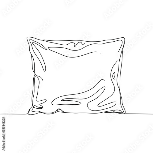 Satin pillowcase isolated on white in minimalistic line art style  