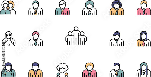 Teamwork Line Icon Set. Editable Stroke. Pixel Perfect.
