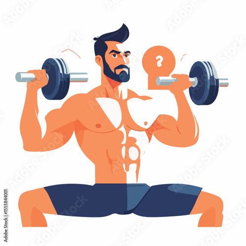 Male Fitness Routine Flat Illustration