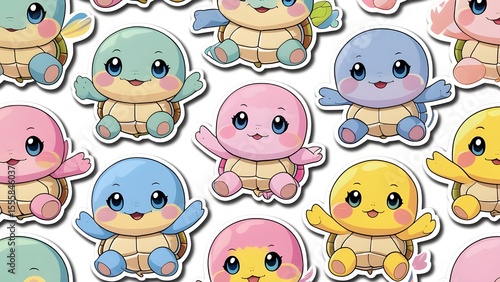 colorful baby turtle sticker stack image
