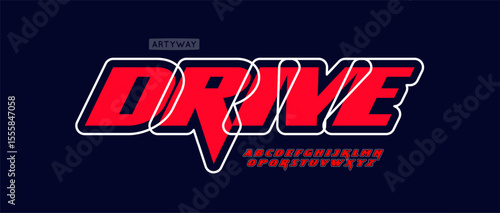 Racing sporty alphabet, bold italic outlined letter set, dynamic font for red automotive logo, moto auto sport headline, speed racing typography, modern velocity typographic design. Vector typeset.