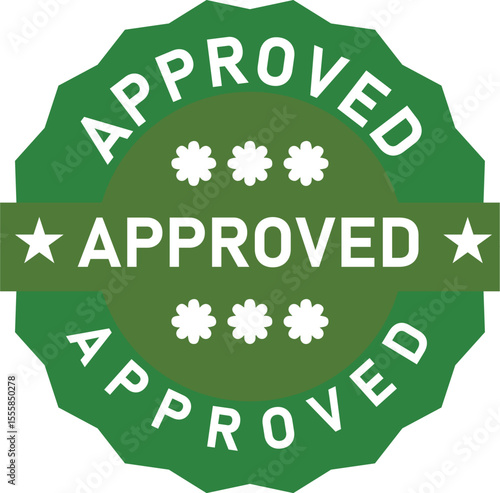 Green Approved Stamp: Vector Seal for Quality Certification