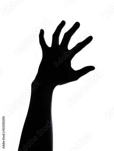 Dark hand silhouette on transparent background