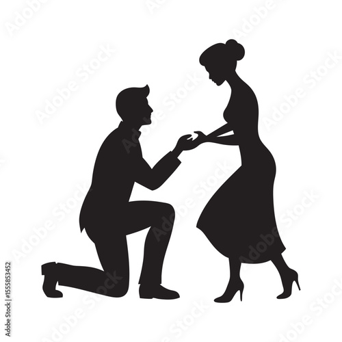 Man Kneeling Proposing Ring Silhouette