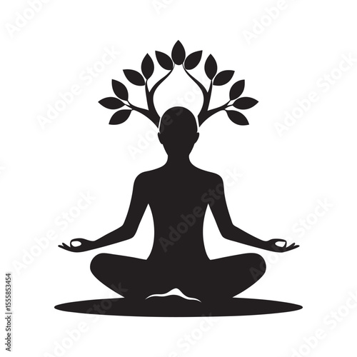 Man Meditating In Nature Silhouette