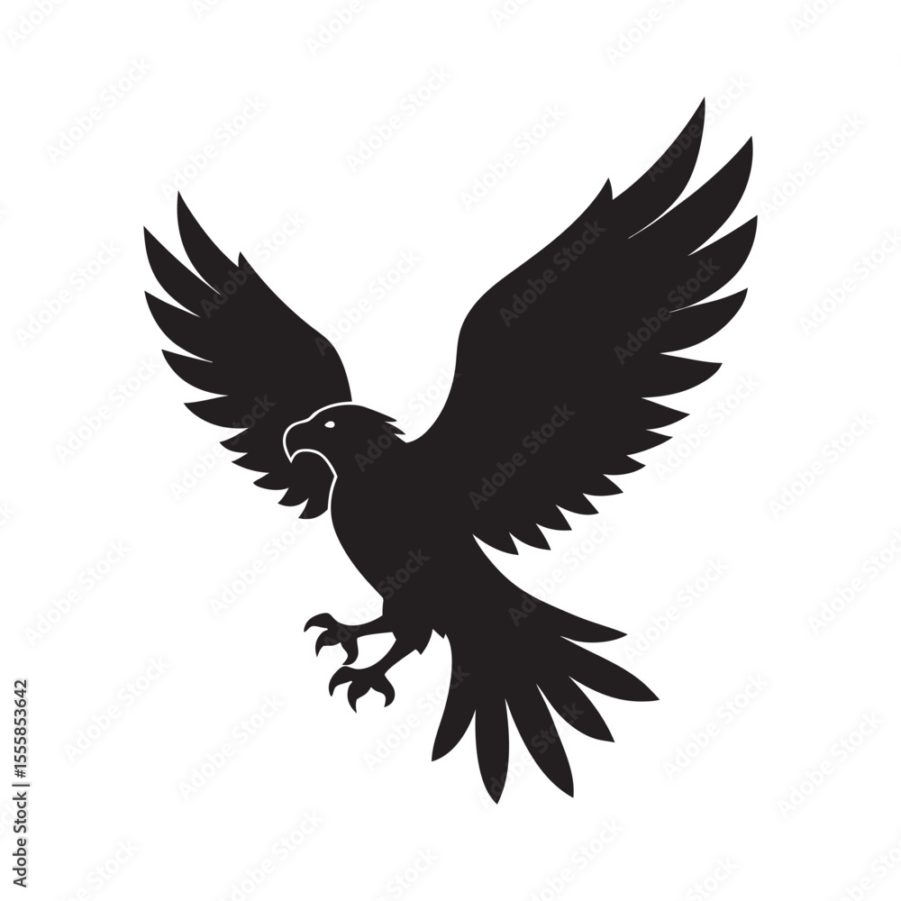 Fototapeta premium Flying Eagle Wings Spread Silhouette