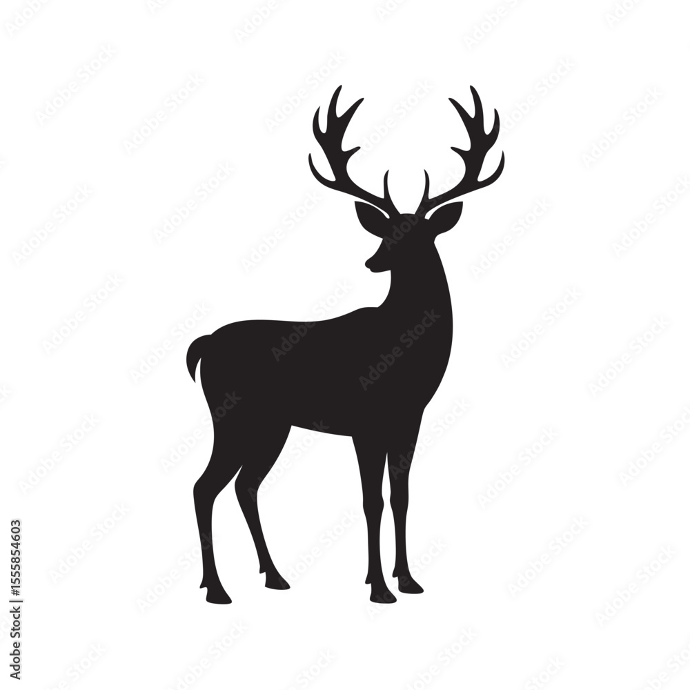 Obraz premium Deer With Antlers Standing Silhouette