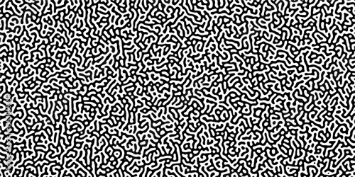 Turing reaction diffusion monochrome seamless pattern with chaotic motion .Linear design with biological shapes. Organic lines in memphis. abstract turing organic wallpaper background .	