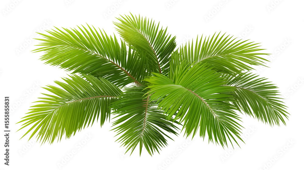 Pine Branch with Green Needles on Transparent Background