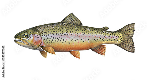 Realistic Brown Trout Illustration, Aquatic Wildlife Painting watercolor png, transparent isolated nackground