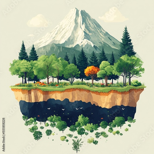 Deforestation vs. reforestation, in a split-screen infographic style, showing the stark contrast between environmental destruction and ecological restoration.