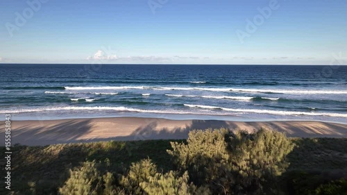 Drone Flyover from Bushland to Ocean at Sunshine Beach, Queensland