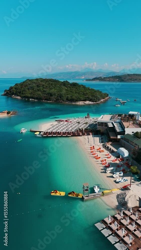 Aerial view of Ksamil Beach in Albania