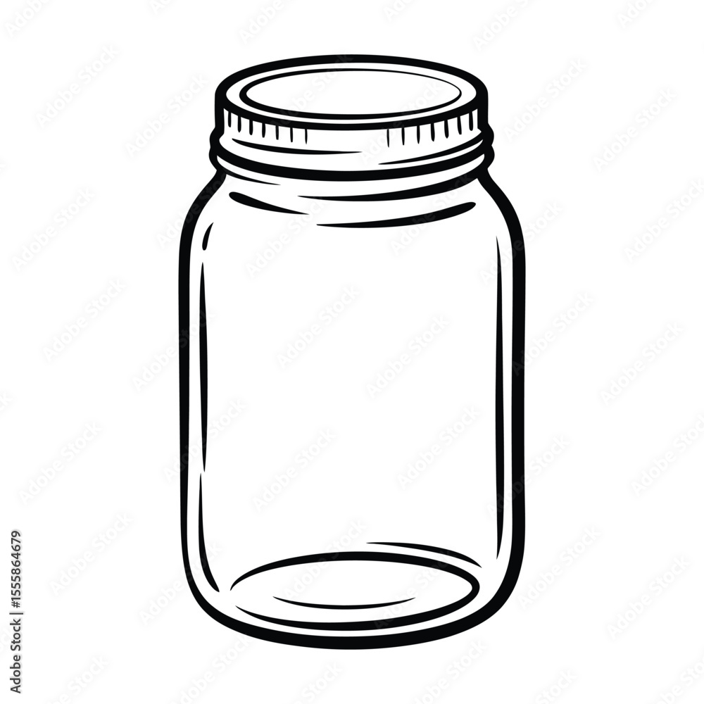Simple Black and White Mason Jar Outline for Canning and Storage Simple Black and White Mason Jar Outline for Canning and Storage